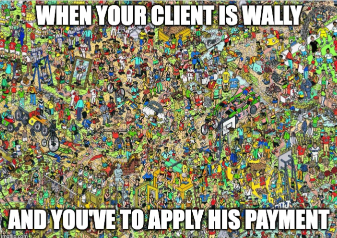 Where's Wally payment reconciliation meme